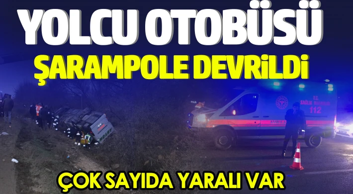 Yolcu otobüsü şarampole devrildi: 15 yaralı
