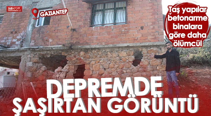 Gaziantep'te depremde şaşırtan görüntü
