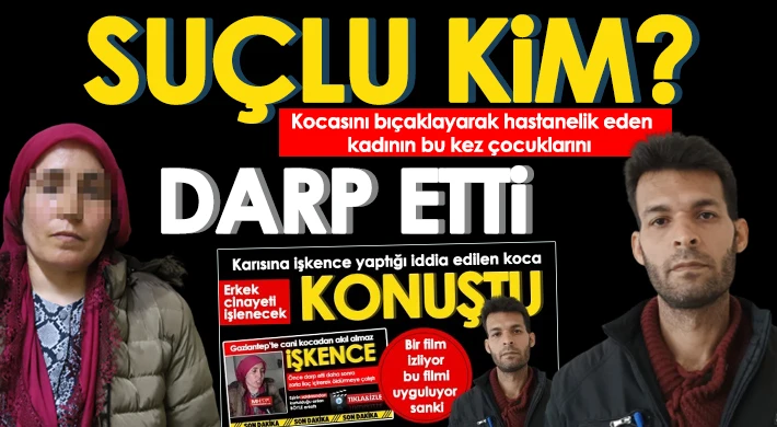 Kadın, eşinin gözü önünde çocuklarını darp etti