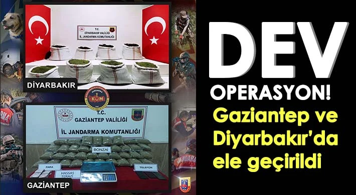 Diyarbakır ve Gaziantep’te toplam 278 kilo uyuşturucu ele geçirildi
