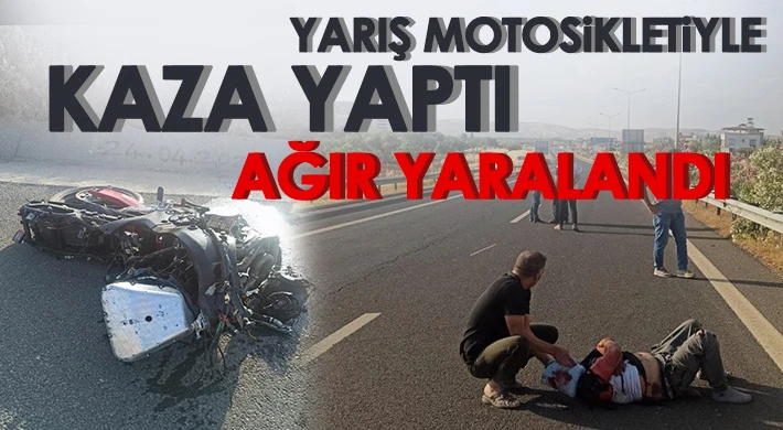 Yarış motosikletiyle refüje çarptığı kazada ağır yaralandı