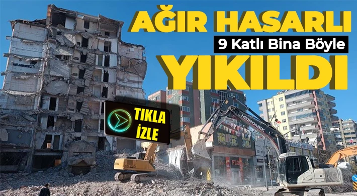 Ağır hasarlı 9 katlı bina, yıkım çalışması esnasında çöktü