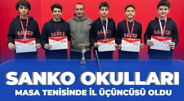 SANKO Okulları masa tenisinde il üçüncüsü oldu