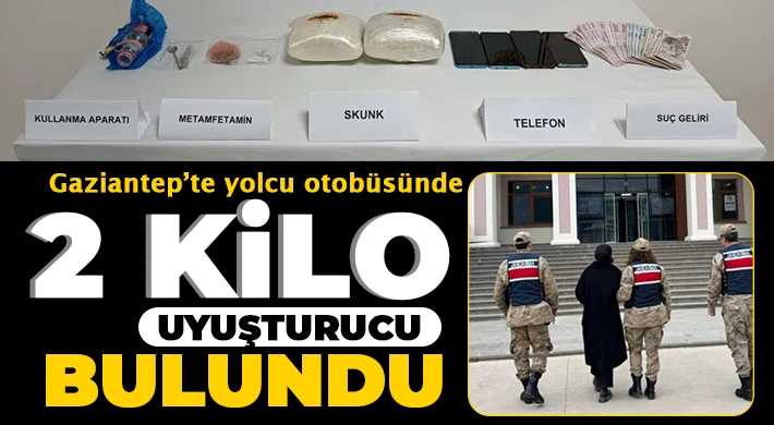 Gaziantep’te yolcu otobüsünde 2 kilo uyuşturucu bulundu