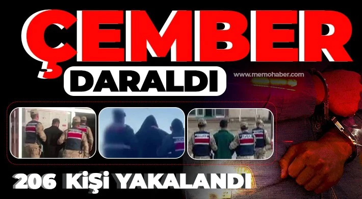 Jandarmanın çember operasyonunda 206 aranan şahıs yakalandı