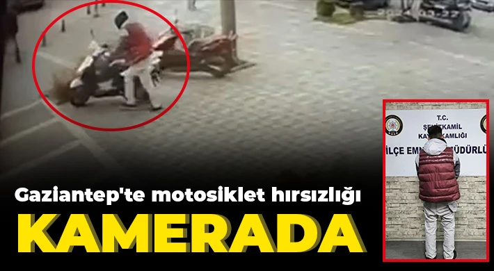 Gaziantep'te motosiklet hırsızlığı kamerada