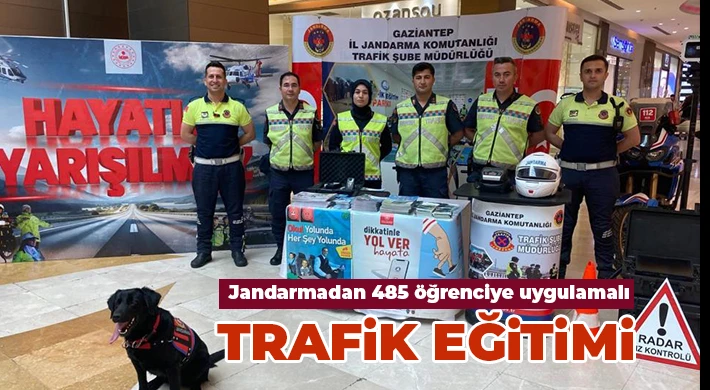 Jandarmadan 485 öğrenciye uygulamalı trafik eğitimi