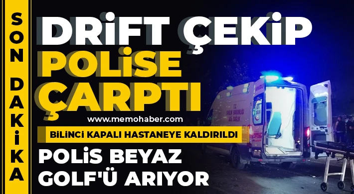 Gaziantep'te drift çekip polise çarptı