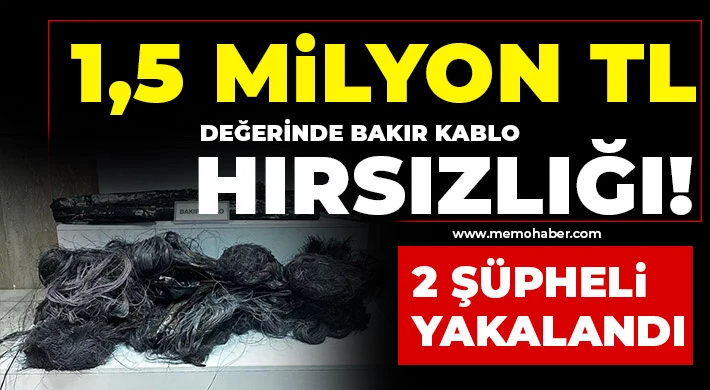 1,5 milyon TL değerinde bakır kabloları yakan 2 şüpheli yakalandı