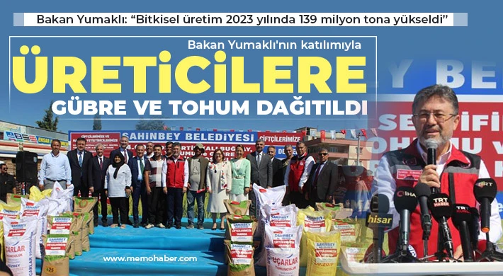 Bakan Yumaklı: Bitkisel üretim 2023 yılında 139 milyon tona yükseldi