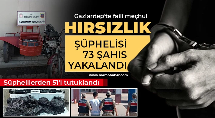 Gaziantep'te faili meçhul hırsızlık şüphelisi 73 şahıs yakalandı
