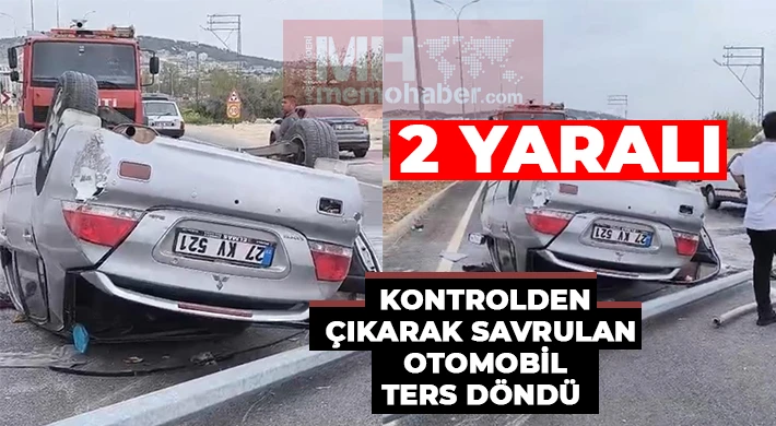 Kontrolden çıkarak savrulan otomobil ters döndü: 2 yaralı