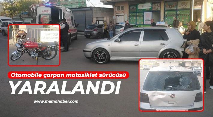 Otomobile çarpan motosiklet sürücüsü yaralandı