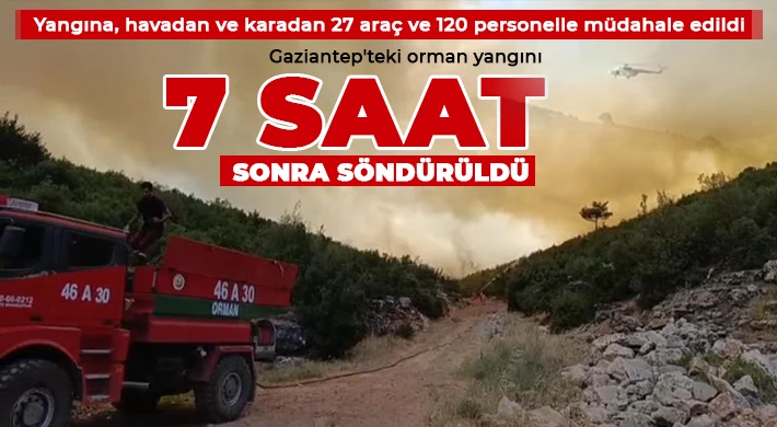 Gaziantep'teki orman yangını 7 saat sonra söndürüldü