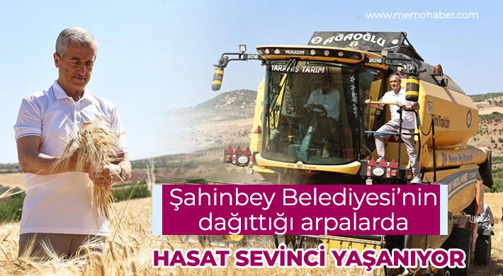 Şahinbey Belediyesi’nin dağıttığı arpalarda hasat sevinci yaşanıyor