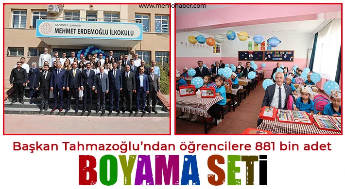 Başkan Tahmazoğlu’ndan öğrencilere 881 bin adet boyama seti