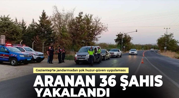 Gaziantep'te jandarmadan şok huzur-güven uygulaması: Aranan 36 şahıs yakalandı