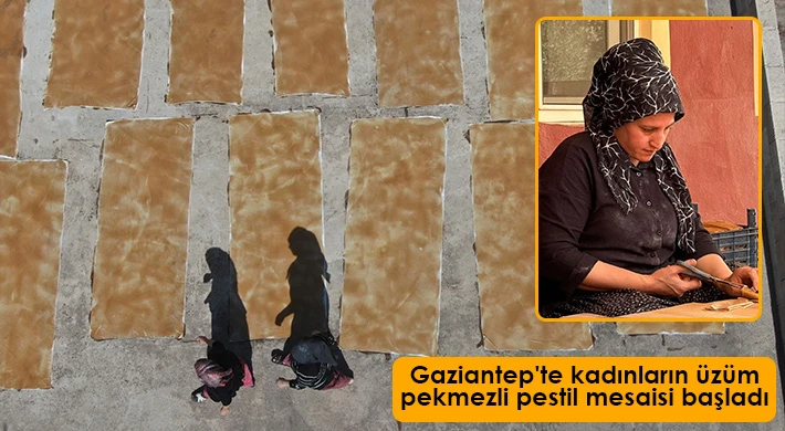 Gaziantep'te kadınların üzüm pekmezli pestil mesaisi başladı