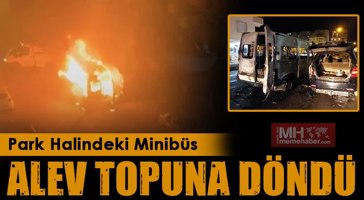 Park halindeki minibüs alev topuna döndü