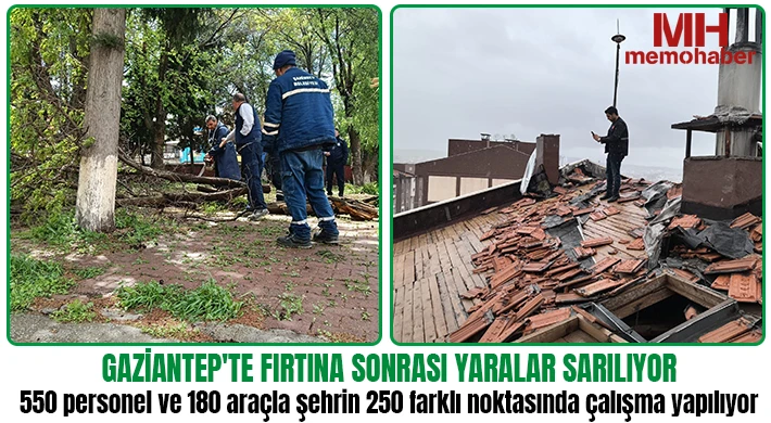 Gaziantep'te fırtına sonrası yaralar sarılıyor
