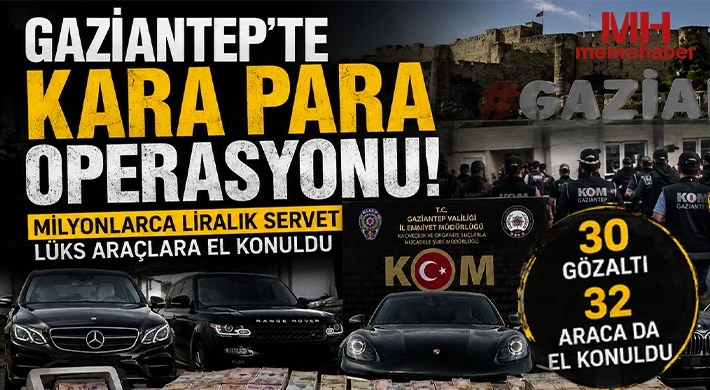 Gaziantep'te kara para operasyonu:Milyonlarca liralık servet Lüks araçlara el konuldu
