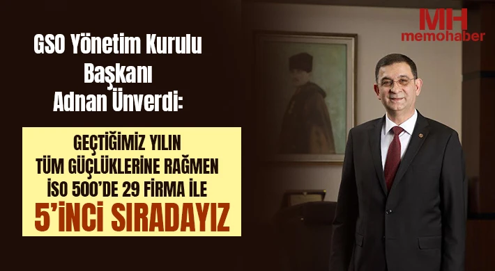 Ünverdi: Geçtiğimiz Yılın Tüm Güçlüklerine Rağmen İSO 500’de 29 Firma ile 5’inci Sıradayız
