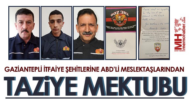 ABD'li itfaiyecilerden şehit itfaiyeciler için taziye mektubu