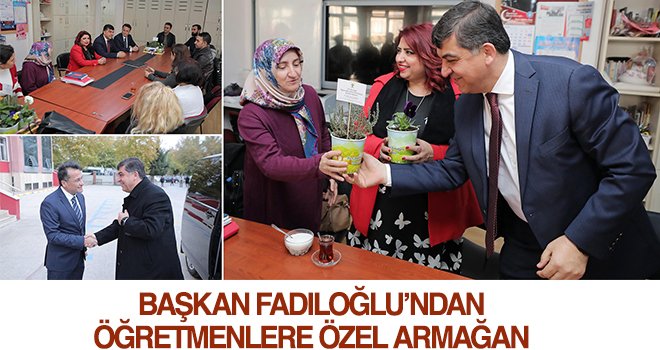Fadıloğlu, öğretmeler serada yetiştirilen çiçeklerden armağan etti