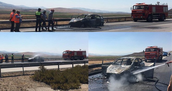 Gaziantep otobanında araç yangını! Bu araçtan sağ çıktı...