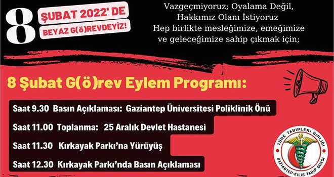 Gaziantep’te doktorlar dört ayrı yerde eylem düzenleyecek