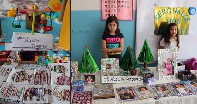 Gaziantep'te ilkokul öğrencilerinden geri dönüşümlü sergi