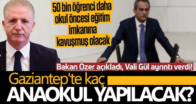 Gaziantep'te kaç Anaokul yapılacak?