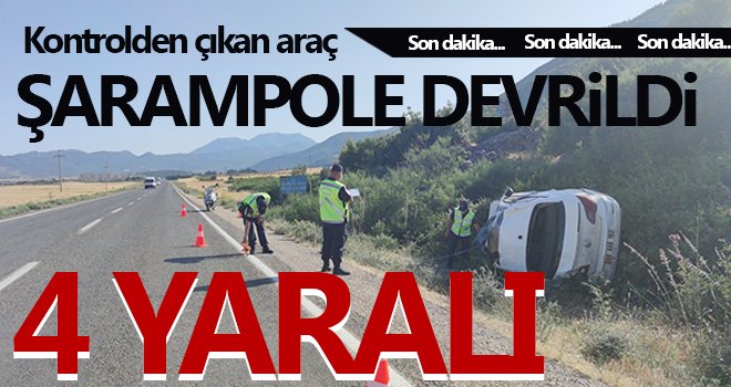 Gaziantep'te kontrolden çıkan araç şarampole devrildi: 4 yaralı