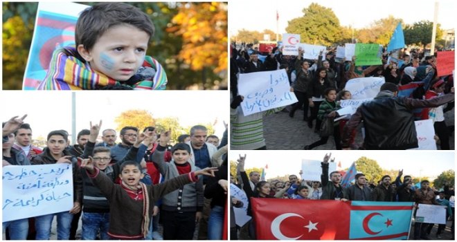 Gaziantep'teki Suriyeli Türkmenlerden Protesto