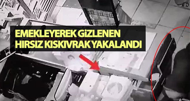 Hırsız, emekleyerek gizlenmeye çalıştı! Yakalandı