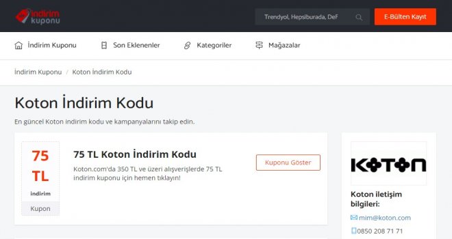 Koton İndirim Kodu