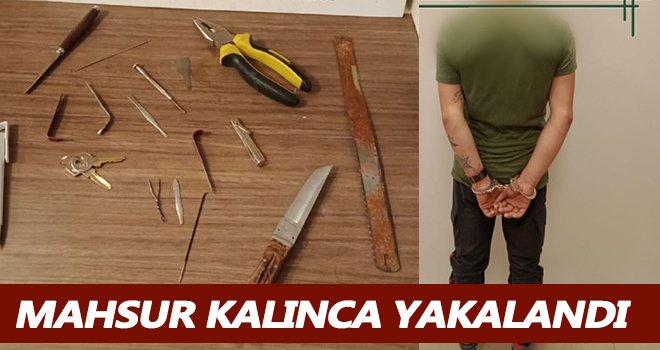 Mahsur kalan hırsız, polise yakalandı