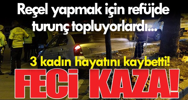 Reçel yapmak için refüjde turunç toplayan kadınlara otomobil çarptı: 3 ölü