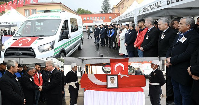 Şehit Polis Yusuf Çelik düzenlenen törenle memleketine uğurlandı