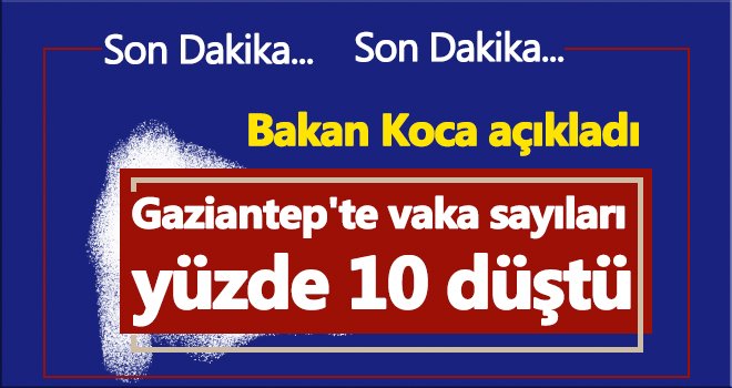  Gaziantep'te ortalama vaka sayıları %10 düştü