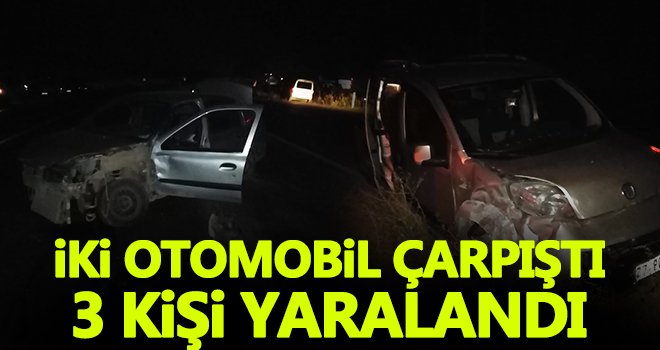  İki otomobil çarpıştı: 3 kişi yaralandı