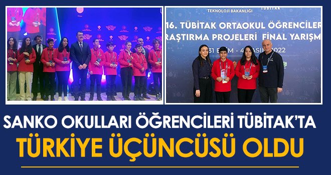  SANKO Okulları öğrencileri TÜBİTAK’ta Türkiye üçüncüsü oldu