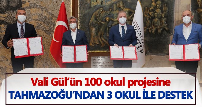 100 okul projesine Tahmazoğu’ndan 3 okul ile destek