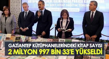 Gaziantep kütüphanelerindeki kitap sayısı 2 milyon 997 bin 33'e yükseldi
