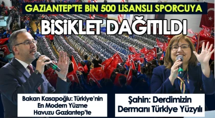 Gaziantep'te bin 500 lisanslı sporcuya bisiklet dağıtıldı