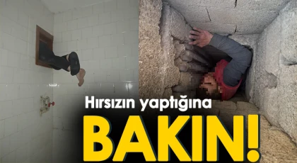Hırsızlık şüphelisi havalandırma boşluğuna sıkışınca...