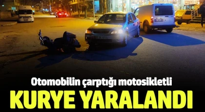 Otomobilin çarptığı motosikletli kurye yaralandı