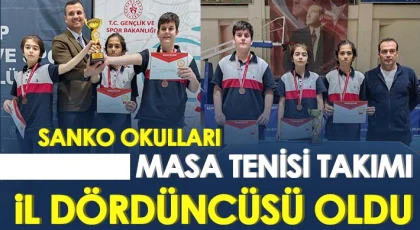 SANKO Okulları masa tenisi takımı il dördüncüsü oldu