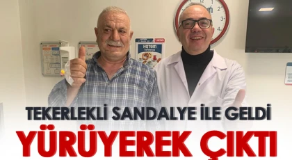 Tekerlekli sandalye ile geldi yürüyerek çıktı