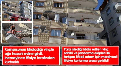 Nurdağı ilçesinde girdiği ağır hasarlı binadan çıkamayıp vinç sahipleriyle tartıştı